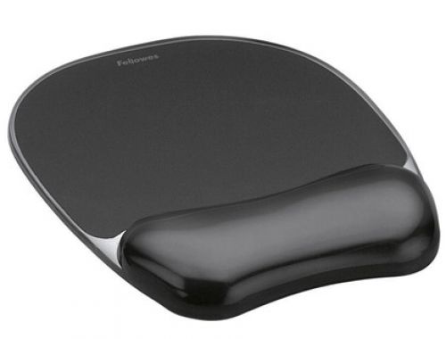Tapete para rato fellowes preto com apoio de pulsos de gel , Fellowes , 58952 , 0043859527175